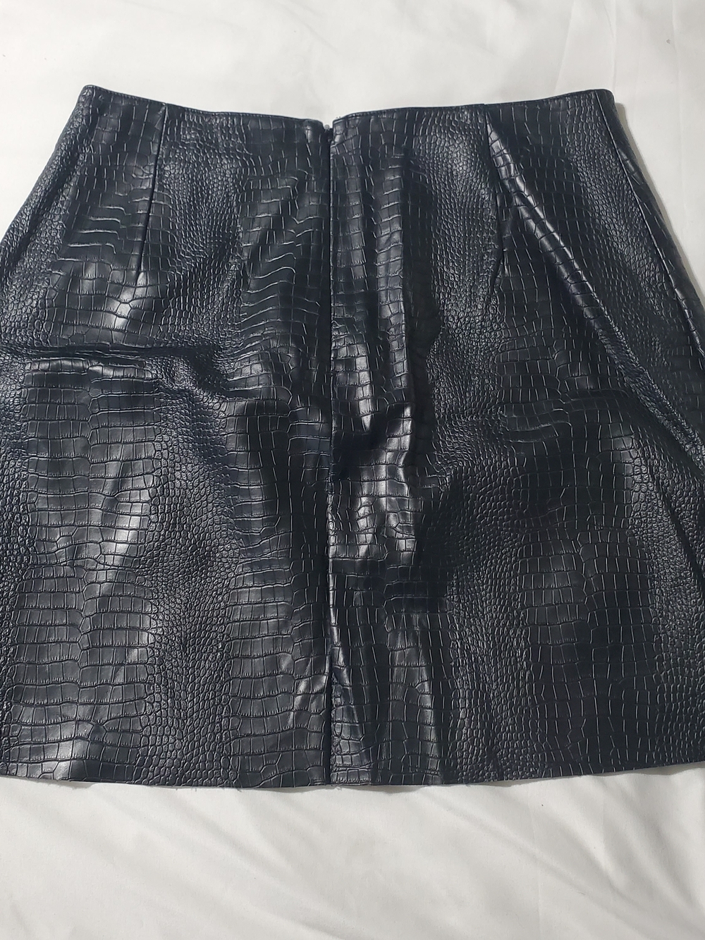 Express Black Faux Croc Mini Skirt
